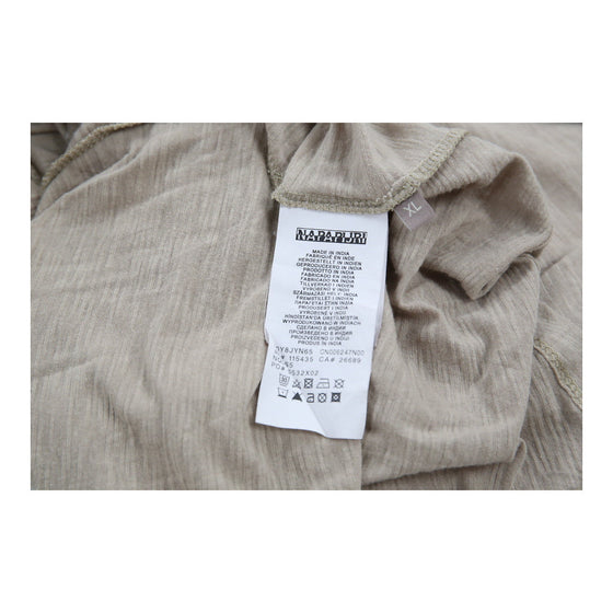 Napapijri Sheer Long Sleeve Polo Shirt - XL Beige Cotton Blend