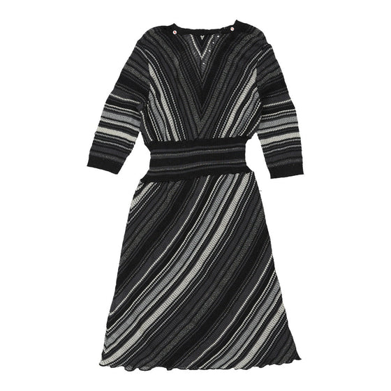 Missoni Striped Midi Dress - Small Grey Wool Blend