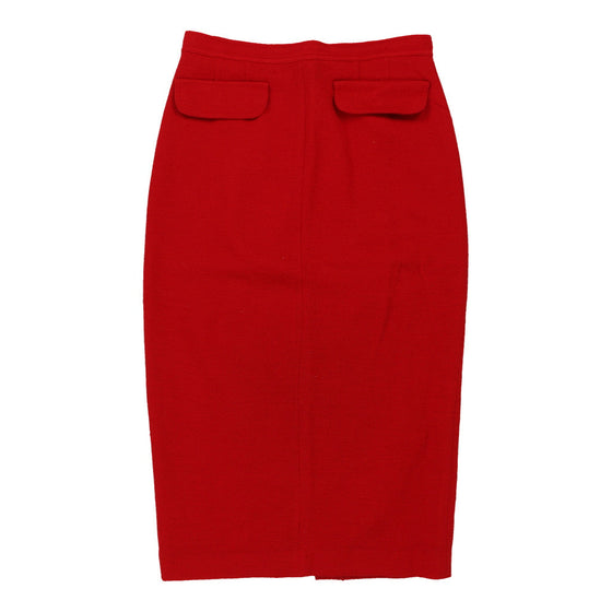 Krizia Midi Pencil Skirt - 32W UK 12 Red Wool