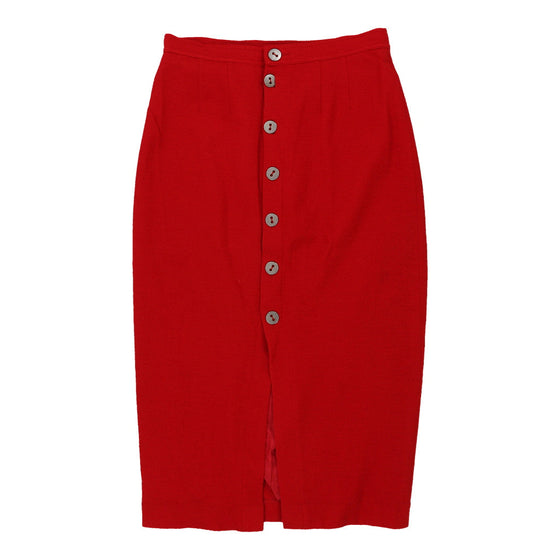 Krizia Midi Pencil Skirt - 32W UK 12 Red Wool