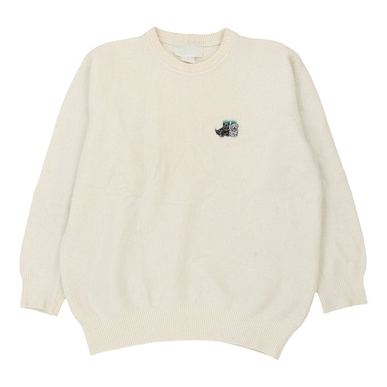 Iceberg Jc De Castelbajac Embroidered Jumper - Large Cream Wool