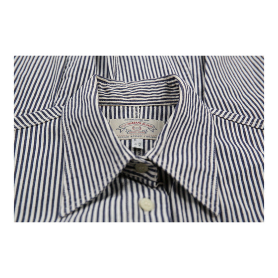 Armani Jeans Striped Shirt - Large Grey Cotton