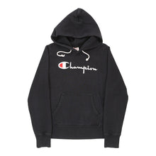  Reverse Weave Champion Spellout Hoodie - Medium Black Cotton Blend