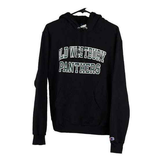 Old Westbury Panthers Champion Hoodie - Small Black Cotton Blend - Thrifted.com