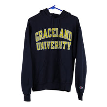  Graceland University Champion College Hoodie - Medium Navy Cotton Blend - Thrifted.com