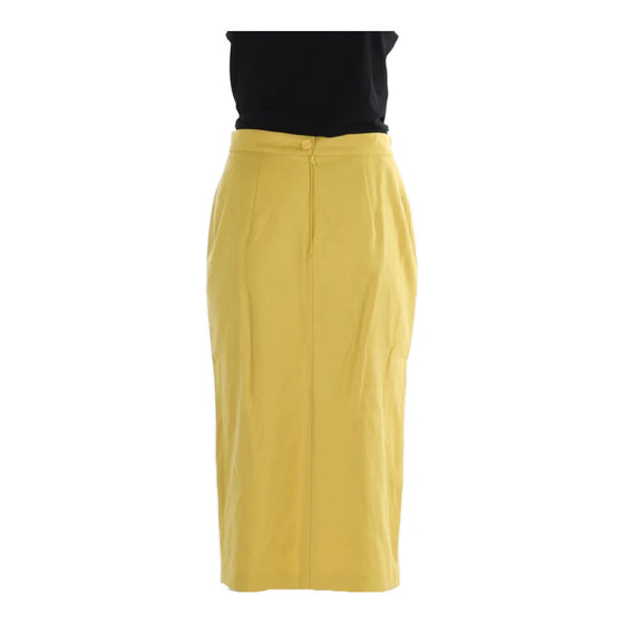 Vintage yellow Wood House Midi Skirt - womens 28" waist