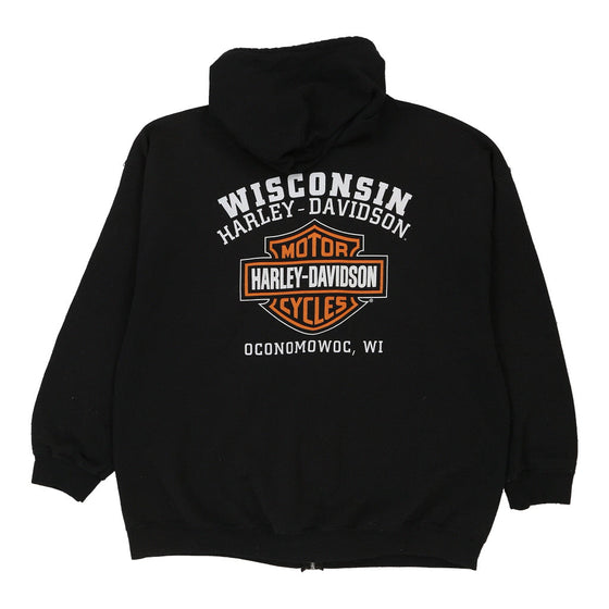 Vintage black Oconomowoc WI Harley Davidson Hoodie - mens xx-large