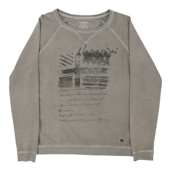 Vintage grey Napapijri Sweatshirt - mens small