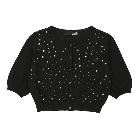 Love Moschino Cropped Cardigan - Small Black Cotton