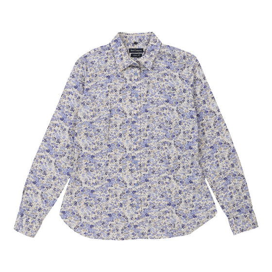 Best Company Floral Patterned Shirt - Large Blue Cotton