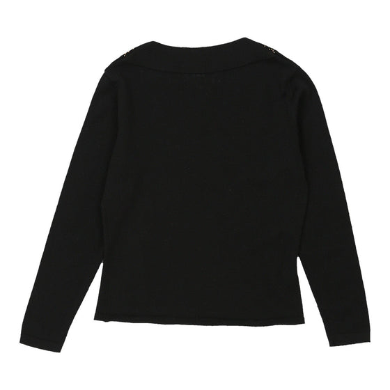 Benetton V-neck Jumper - Medium Black Wool Blend