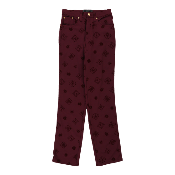 Roccobarocco Trousers - 28W UK 8 Burgundy Nylon