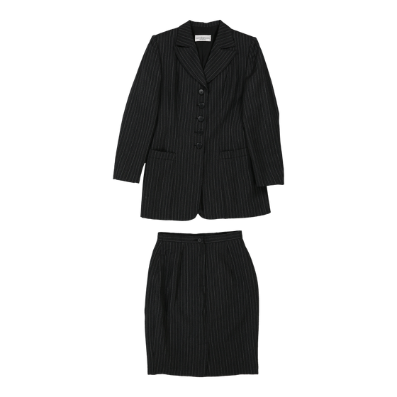 Roccobarocco Pinstripe Full Suit - Small Black Wool