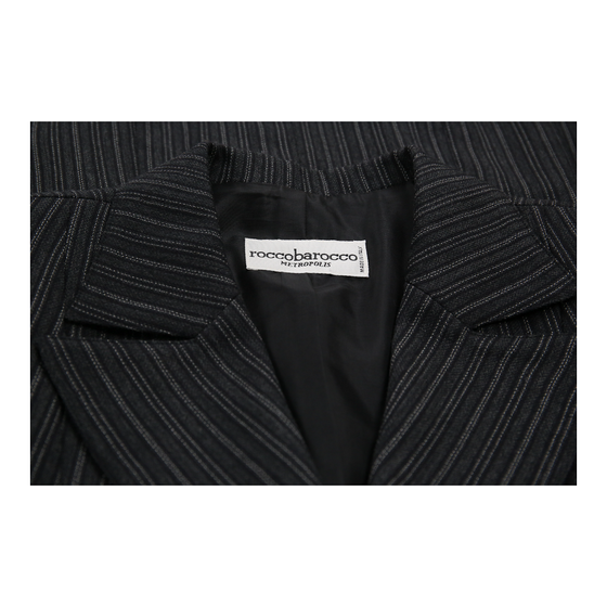 Roccobarocco Pinstripe Full Suit - Small Black Wool