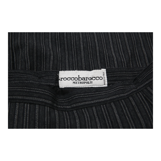 Roccobarocco Pinstripe Full Suit - Small Black Wool