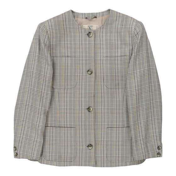 Valentino Checked Blazer - Small Grey Cashmere Blend