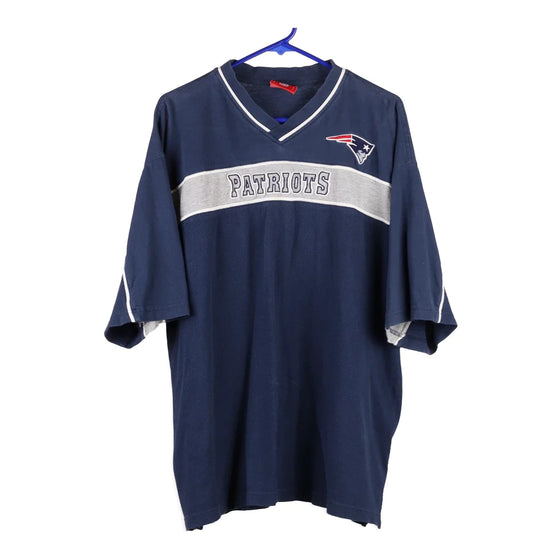 New England Patriots NFL Football on Field Nike Logo Blue Short Sleeve Shirt LG