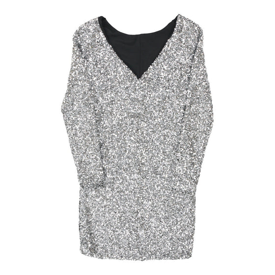 Unbranded V-neck Sequin Dress - Small Silver Polyester Blend sequin dress Unbranded   