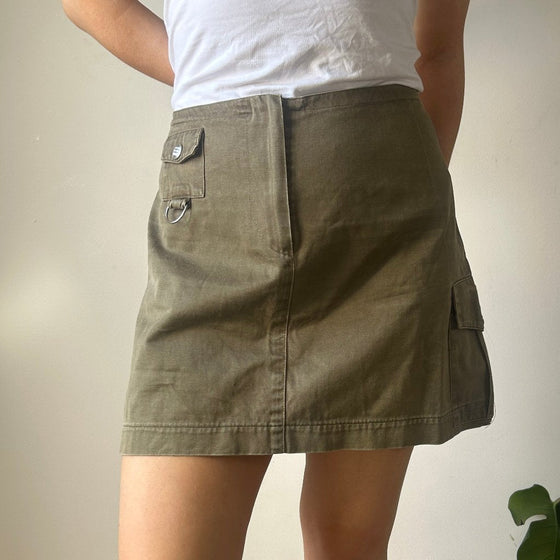 Vintage khaki Iceberg Jeans Midi Skirt - womens 34" waist