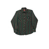 Western Style Wrangler Striped Shirt - Large Green Cotton