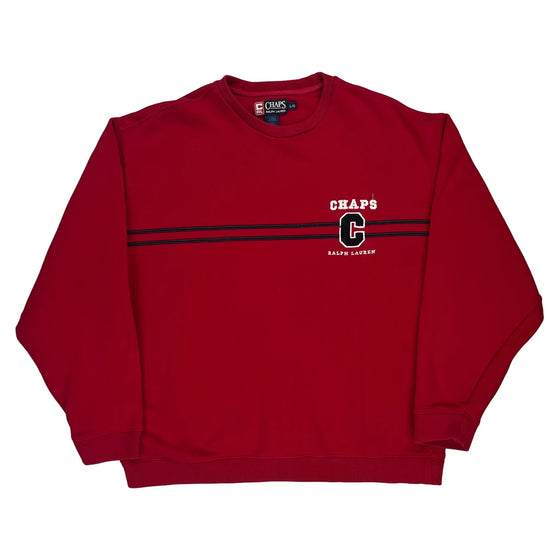 Chaps Ralph Lauren Spellout Sweatshirt - Large Red Cotton Blend