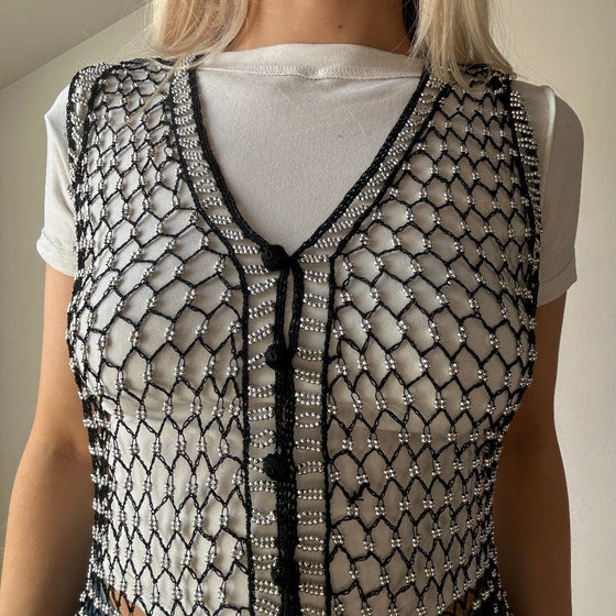 Vintage silver New Sensations Crochet Top - womens medium