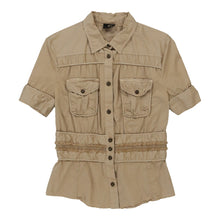  Cavalli Short Sleeve Shirt - Large Beige Cotton