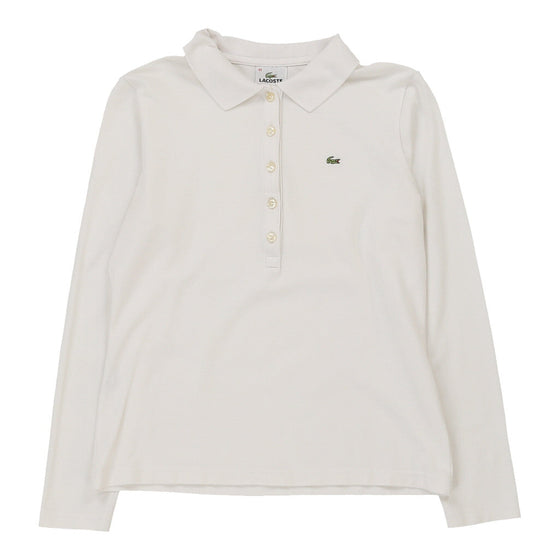 Lacoste Long Sleeve Polo Shirt - Small White Cotton Blend