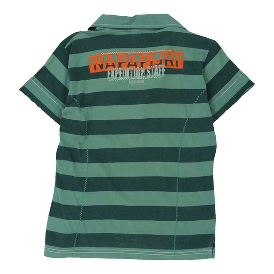 Napapijri Striped Polo Shirt - Large Green Cotton