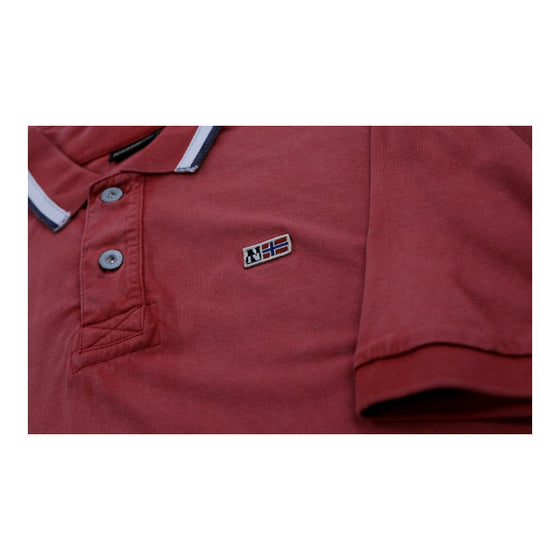 Vintage red Napapijri Polo Shirt - mens medium