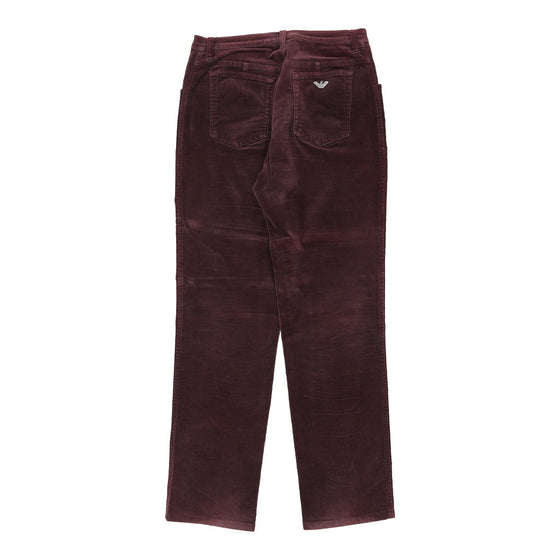 Armani Jeans Trousers - 30W UK 12 Burgundy Cotton