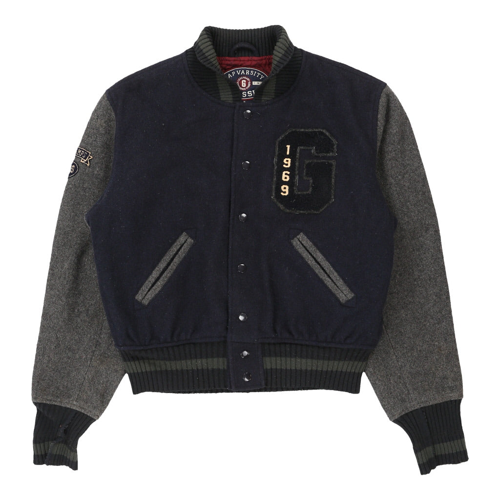 Gap Varsity Jacket - Medium Navy Wool Blend – Thrifted.com