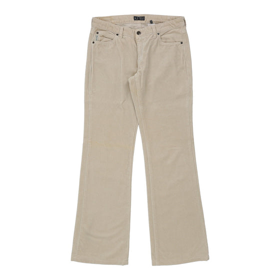 Armani Jeans Flared Trousers - 31W UK 10 Cream Cotton