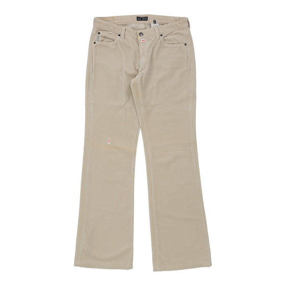 Armani Jeans Flared Trousers - 31W UK 10 Cream Cotton