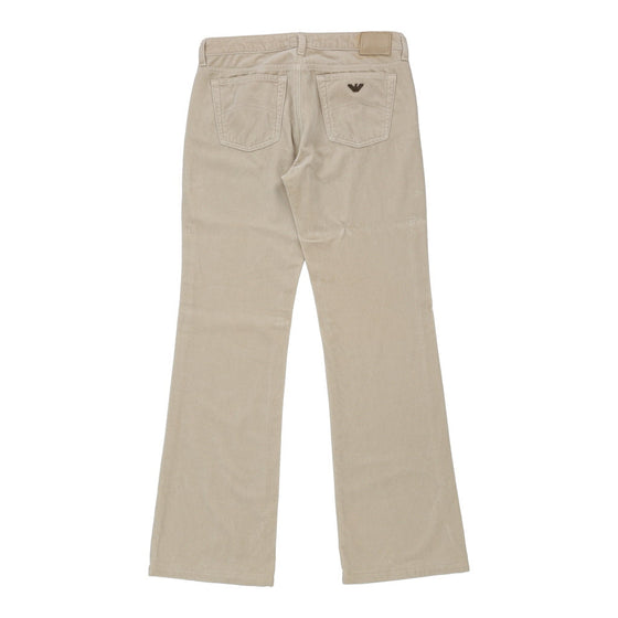 Armani Jeans Flared Trousers - 31W UK 10 Cream Cotton