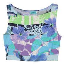  Wave Kenzo Floral Crop Top - Small Blue Viscose Blend