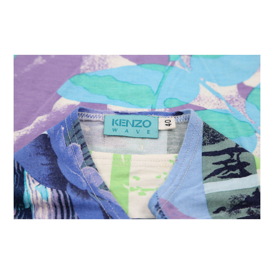 Wave Kenzo Floral Crop Top - Small Blue Viscose Blend