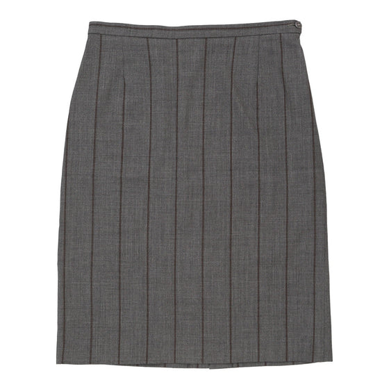 Iceberg Striped Pencil Skirt - 31W UK 12 Grey Wool Blend