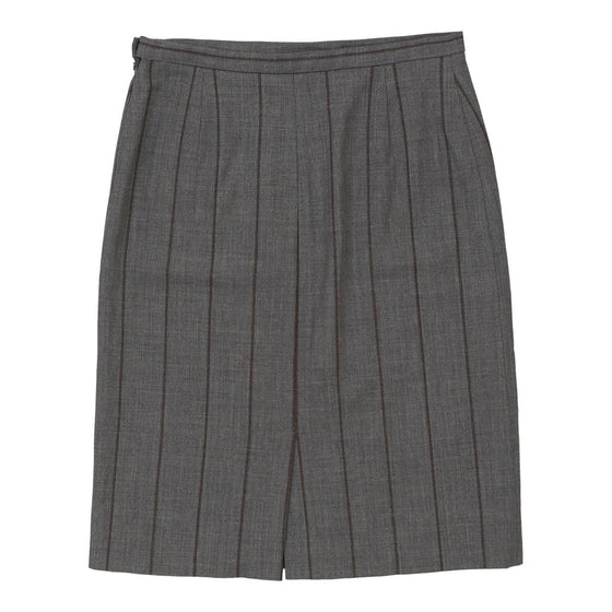 Iceberg Striped Pencil Skirt - 31W UK 12 Grey Wool Blend