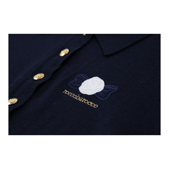 Roccobarocco Collared Jumper - Medium Navy Wool