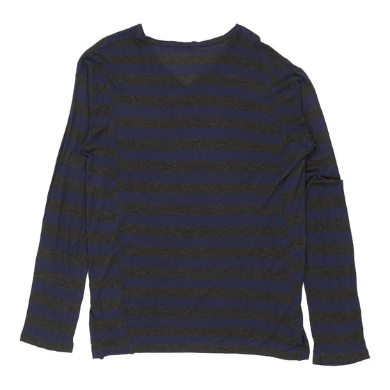 Valentino Striped Long Sleeve Top - Large Navy Viscose