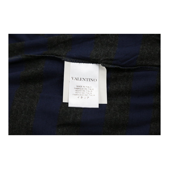 Valentino Striped Long Sleeve Top - Large Navy Viscose