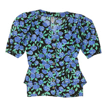  Ungaro Floral Blouse - Small Blue Acetate