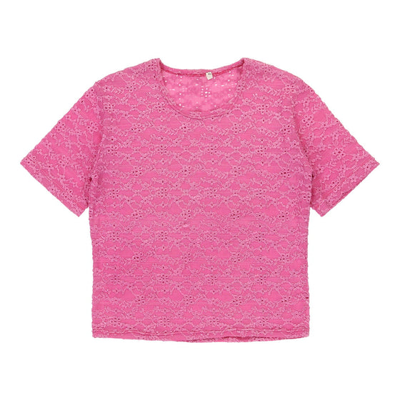 Unbranded Top - Medium Pink Polyester Blend - Thrifted.com