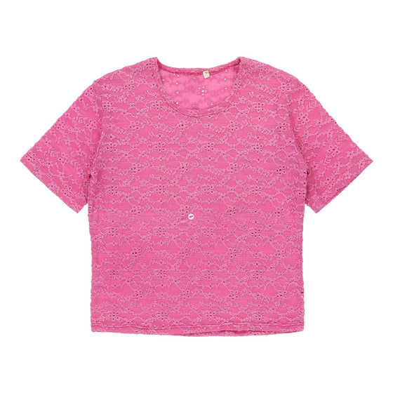 Unbranded Top - Medium Pink Polyester Blend - Thrifted.com