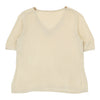 Unbranded V-neck Top - Large Cream Cotton Blend - Thrifted.com