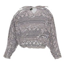  Harabel'S Sheer Sequin Top - Large Grey Polyester sequin top Harabel'S   