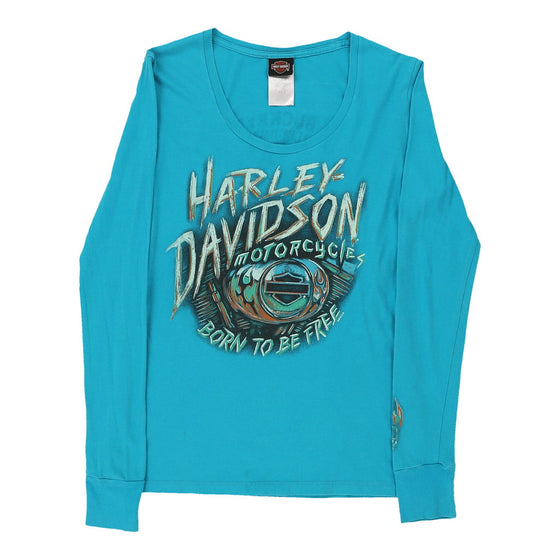 Vintage blue Dayton, Ohio Harley Davidson Long Sleeve Top - womens small