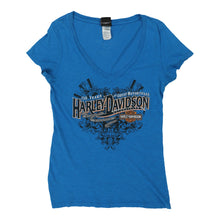  Vintage blue Rice Lake, Wisconsin Harley Davidson Top - womens large