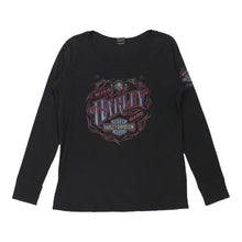  Vintage black Alberta, Canada Harley Davidson Long Sleeve Top - womens medium